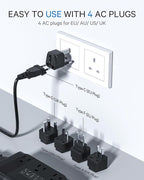 DOACE 350W Voltage Converter US to Europe - 220V to 110V Converter for European Travel, Power Adapter Combo with PD Chargers for Hair Straightener Shaver Toothbrush CPAP Camera Phone