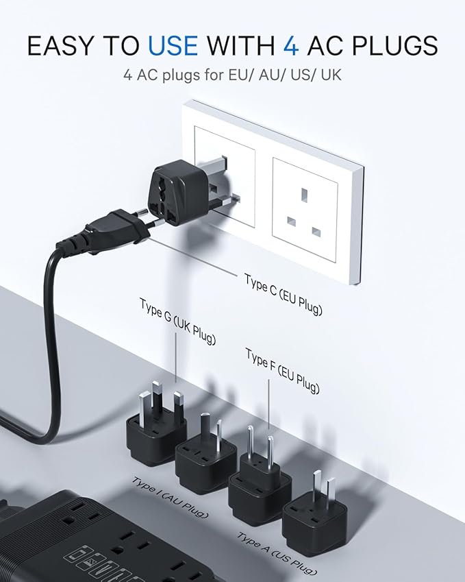 DOACE 350W Voltage Converter US to Europe - 220V to 110V Converter for European Travel, Power Adapter Combo with PD Chargers for Hair Straightener Shaver Toothbrush CPAP Camera Phone