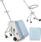 Kids Ride On Luggage 20” Carry On Ride On Suitcase for 3+ Boys Girls with 110 Lbs Capacity & Removable Rail Spinner Wheels Brake for Travel Blue