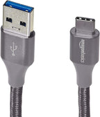Amazon Basics USB-C to USB-A 3.1 Gen 1 Fast Charger Cable, Nylon Braided, 5Gbps High-Speed for Apple iPhone 16/15, iPad, Samsung Galaxy, Tablets, Laptops, 6 Foot, Dark Gray