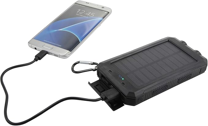 BoxWave Power Bank Compatible with Energizer Energy E500S - Solar Rejuva PowerPack (10000mAh), Solar Powered Backup Power Bank 10000mAh - Jet Black