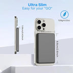 JUOVI Magnetic Wireless Power Bank Ultra-Slim 5000mAh Portable Charger 20W PD Fast Charging Mini Battery Pack with USB-C Cable Compatible for Magsafe Airpods i-Watch iPhone 16 15 14 Series (Black)