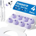 4 Pairs Replacement Ear Tips for AirPods Pro 2nd/1st Generation with Portable Storage Box & Cleaner Pen,Noise Reduction Holewith & Built-in dust Guard Screen,Silicone EarTips(Purple)