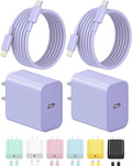 iPhone Charger Fast Charging USB C Charger Block Type C Charging iPad Chargers with 6FT C Chargers Cord Compatible with iPhone14/14 Pro Max/13/13Pro/12/12 Pro/11,iPad(Purple)