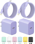 iPhone Charger Fast Charging USB C Charger Block Type C Charging iPad Chargers with 6FT C Chargers Cord Compatible with iPhone14/14 Pro Max/13/13Pro/12/12 Pro/11,iPad(Purple)