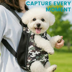 Dog Backpack Carrier, Front Pocket for Essentials, Legs Out Carrying Sling Travel Bag for Small Medium Dogs 2.5-4 Lbs, Soft Wearable Puppy Chest Carry Backpacks for Walking/Hiking/Camping/Traveling