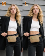 Capolo Fanny Packs for Women Fashion Waist Packs Bag with Adjustable Strap and 4 Zipper Pockets Waterproof Everywhere Crossbody Belt Bag for Workout Running Travelling(Khaki, Large)