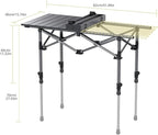 Anbte 3ft Aluminum Roll Top Camping Table, 2 Adjustable Height Camping Table Folding with Storage Net & Bag Lightweight Roll Up Table for Tailgate Outdoor Backyard BBQ Patio Picnic, 32.2” X 16”, Black