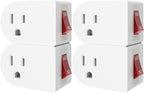 Oviitech 4 Pack Grounded Outlet Wall Tap Adapter with On/Off Power Switch，Single Outlet with Switch in White