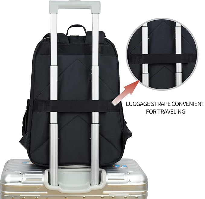 KROSER Laptop Backpack 15.6 Inch Stylish Daypack with USB Charging Port, Water-repellent Nylon Backpack Backpack for Travel/Business/Women/Black