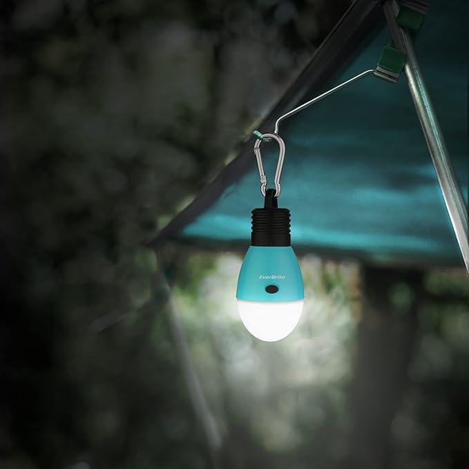 EverBrite Rechargeable Camping Light, Portable Tent Lantern,3 Lighting Modes, Hanging Tent Light Bulbs with Clip Hook for Hiking, Fishing, Backpacking, Emergency and More-Blue