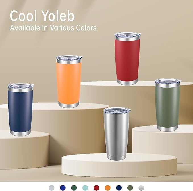 20 oz Tumblers Bulk Stainless Steel Tumbler with Lid Double Wall Vacuum Insulated Coffee Mug 20oz Powder Coated Cup for Hot and Cold Drinks, Stainless, 12 pack