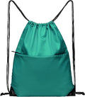 Drawstring Backpack Sports Water Resistant String Bag Sport Gym Sackpack for Women Men Students Large Size with Zipper, Teal