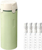 2026 New 4 in 1 Travel Dispenser Bottle, Refillable Leak Proof Travel Bottles for Toiletries, Portable Travel Containers Cream Transparent with Scale and Label for Shampoo Lotion Conditioner (Green)