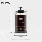 French Press Coffee Maker Stainless Steel Cold Brew Heat Resistant Glass Coffee & Tea Maker with 2 Filter (350ml/12oz)