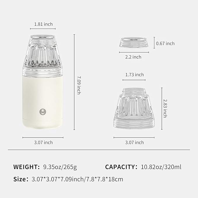 TIMEMORE Portable Coffee Maker Pour-Over Coffee Dripper, Travel Coffee Cup, Manual Brewer for Home and Outdoors - Ceramic-Coated Stainless Steel Tumbler 10.08 oz Capacity