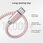 Basesailor for iPhone 17 16 Pro Max Charger Cord,USB to USB C Cable,Type C Charging Power Cord for Apple 17e 15 iPad 10 Air 4 5,Samsung Galaxy S26 S25 S24 S23,Pink,3Pack 1.5/3.3/6.6FT(0.5/1/2M)