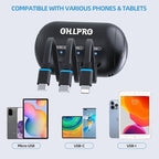 OHLPRO Multi Car Retractable Backseat 3 in 1 Car Charging Station Box Compatible with All Phones | iPhone | Samsung | Uber Taxi Lyft Turo Ride Share Customer Charging Dock Attach to Headrest