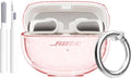 Aircawin for Bose Ultra Open Earbuds Case Clear Pink Glitter,Cute Sparkle Bling for Bose Ultra Open Case Cover 2024,Soft TPU Cover for Bose Open Ear Earbuds Accessories with Carabiner and Cleaning Pen