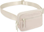 WESTBRONCO Fanny Packs for Women Men, Belt Bag with 4 Zipper Pockets, Fashion Waist Packs, Lightweight Crossbody Bags with Adjustable Strap for Workout/Running/Hiking (Beige)