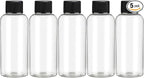 DNSEN Travel Bottles for Toiletries 3.4 oz Travel Size Mouthwash Bottles with Black Screw Cap, BPA Free Leak-Proof Portable Liquid Container 5 pack