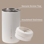 HydroJug Standard Can Cooler - 2-in-1 Insulated Can Cooler Cup - Stainless Steel Can Holder with Non-Slip Rubber Base - Screw-Top Lid - Dishwasher Safe - 16oz, Linen