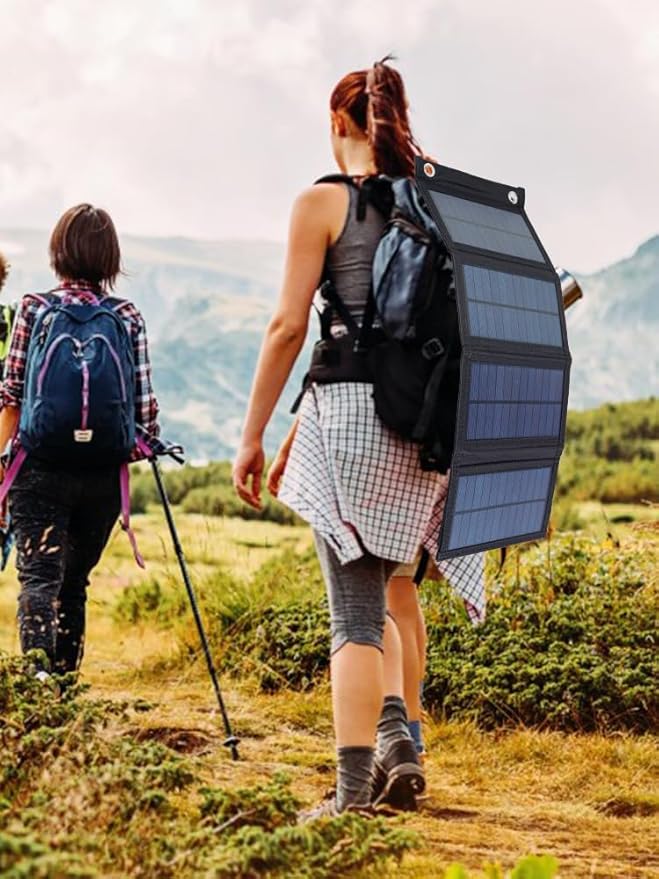 100W Solar Panel Folding Charger IP65 Waterproof USB Solar Power Charger with 2 Hooks & 1 Adapter, Portable SunPower Solar Panel for Camping Power Bank Phone Charger for Outdoor