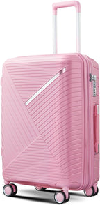 Hard Shell Luggage Sets 4 Piece with 360 Spinner Wheels,Lightweight Suitcase Set with TSA Lock,Travel Luggage Set with Telescoping Handle,Light and Strong,Easy to Clean (Pink 2)