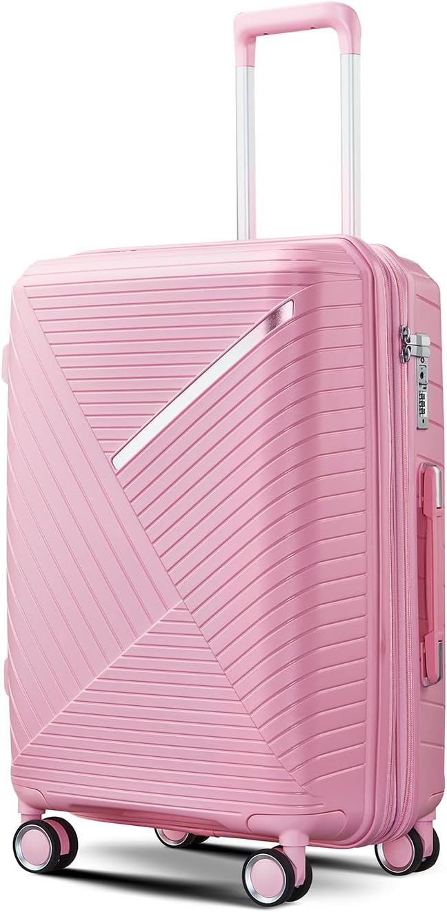 Hard Shell Luggage Sets 4 Piece with 360 Spinner Wheels,Lightweight Suitcase Set with TSA Lock,Travel Luggage Set with Telescoping Handle,Light and Strong,Easy to Clean (Pink 2)