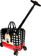 Disney Mickey Mouse 2-in-1 Kids 18” Suitcase & Ride-On Luggage -Lightweight Tow-Along Toddler Luggage With Wheels