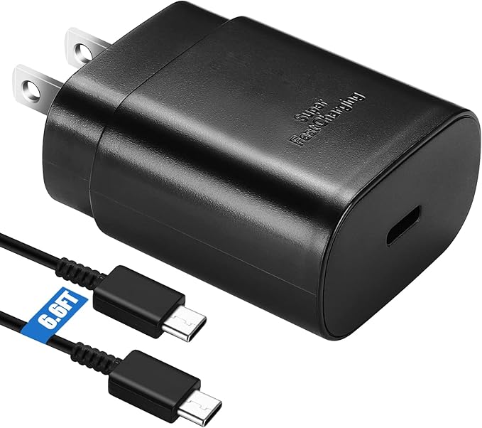 Type C Charger, 25W USB C Wall Charger Super Fast Charging & 6.6FT USB C to C Charger Cable for Samsung Galaxy S26/S25/S24/S24Ultra/S24+/S23/S23Ultra/S23+/S22/S22Ultra/S22+/S21/S21Ultra/S20/Note 20