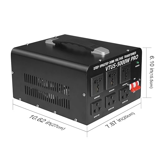 Yinleader 5000W PRO Voltage Transformer Converter Step Up/Down AC 110V/120V to 220V/240V or 220V/240V to 110V/120V Power Converter w/US Standard Power Cord,Circuit Breaker Protection
