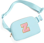 Gitus Gifts for 7 8 9 10 11 Year Old Girls Belt Bag Fanny Pack Crossbody Bags with Initial Letter Patch Birthday Gifts for Daughter Sister Friends Teen girls (Icing Blue-Z)