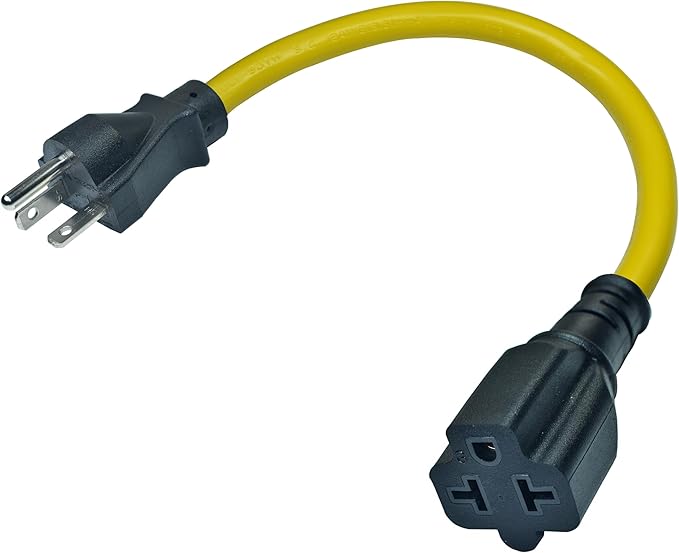 1Ft Nema 6-20P Extension Cord,12AWG Nema 6-20P to 6-15R/20R, 5-15/20R T Blade Heavy Duty Extension-Cable, 250V 20A Plug AC Extension Cord