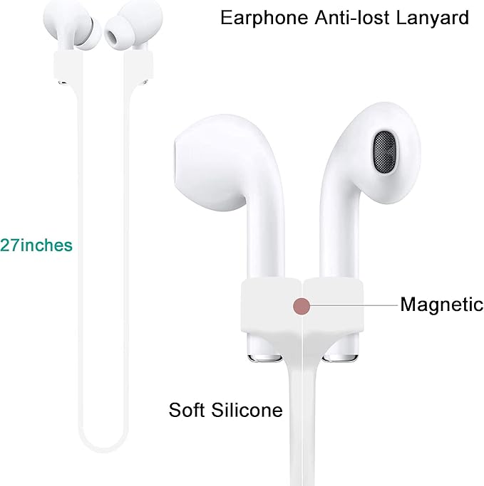 Magnetic Anti-Lost Straps for AirPods,Colorful Soft Silicone Sports Lanyard, Neck Rope Cord