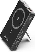 for Magsafe Battery pack,10000mAh Magnetic power bank,Wireless portable charger with stand,Wireless compatible with iPhone12-16 series,Type C and USB20W fast charging for Android Samsung Black