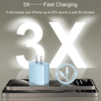iPhone 17 16 15 Charger Fast Charging 3+3Pack 20W USB C Wall Charger with 10FT Fast Charging Cable Compatible with iPhone 17/17 Air/17 Pro/17 Pro Max/iPhone 16/15 Series, iPad Pro/AirPods -Blue