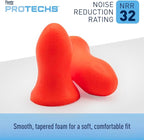 Flents Protechs Foam Ear Plugs, Contoured for Comfort, Ideal for Work with Loud Noise, Heavy Machinery, Construction, Studying & Traveling, NRR 32, Orange, Easy to Use, 50 Pair