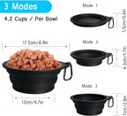 PetBonus 2-Pack Large Silicone Collapsible Dog Bowls, 34oz/1000ml BPA Free Portable Foldable Travel Bowl for Pet Cat, Food Water Feeding Dish for Camping with 2 Carabiners (Black, Black)