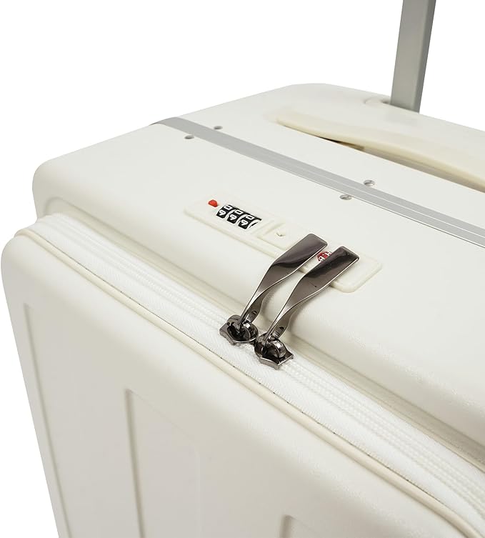 CNCEST 22" Kid's Ride-on Luggage with Foldable Seat,Travel Carry On Trolley Case for Kids,Children's Ride On Top Opening Suitcase with Password Lock (StyleA, White)