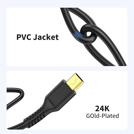 6FT Mini USB Cable, Standard USB 2.0 Type A Male to Mini B Male Charger Cord Compatible with PS3 Controller, MP3 Player, Camera, Dash Cam, Garmin GPS, Hero 4/3+