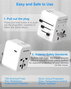 Universal Travel Adapter, International Power Plug Adapter with 3 USB-C & 2 USB-A Ports, All-in-One Worldwide Wall Charger for US EU UK AUS, Compatible with Type C/G/A/I Plugs for Travel
