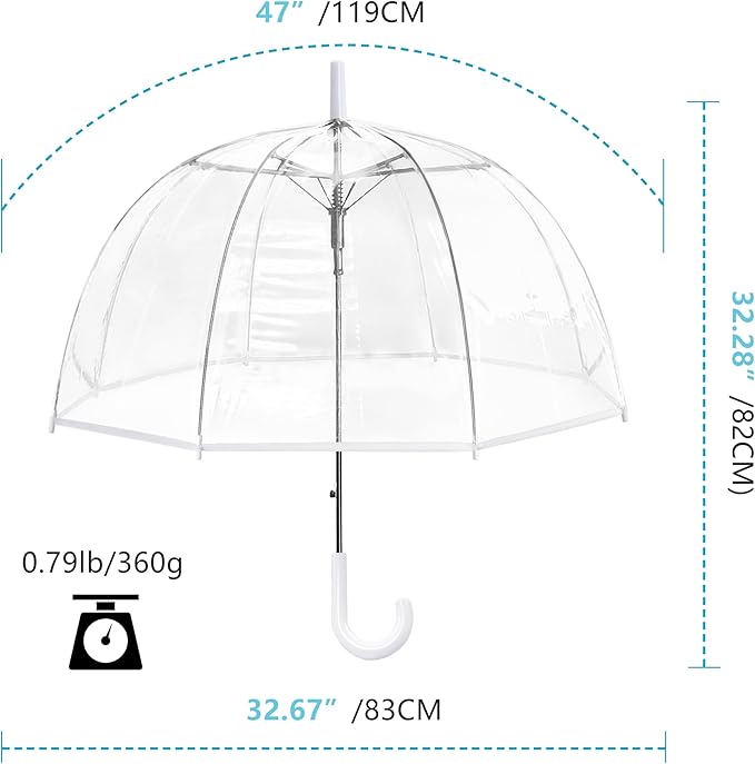 RONIARE Clear Bubble Umbrellas for Rain Large Windproof Dome Umbrella for Weddings,Prom, Graduation and Outdoor Events for Men and Women