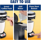 Café Valet Single Serve Coffee Maker, Brews 10 Ounces of Coffee or Hot Water, Compatible with Café Valet Coffee Packs