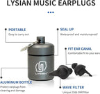 LYSIAN High Fidelity Concert Ear Plugs, 23dB Noise Reduction Musician Earplugs for Concerts, Festivals & Raves, Reusable Soft Earplugs with Aluminum Case, 2 Pairs Black
