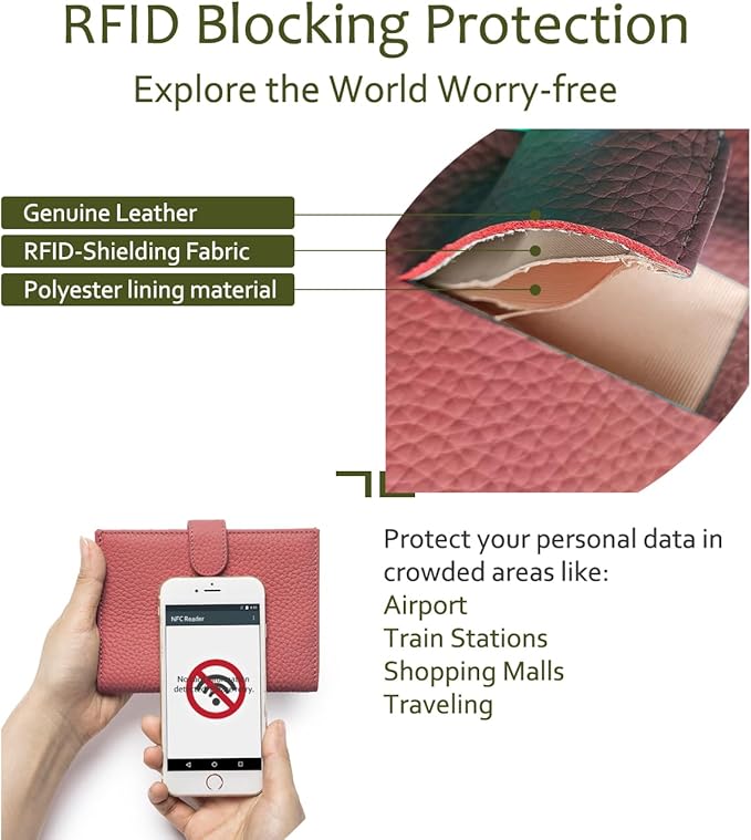 Slim RFID Passport Wallet for Women – Leather Travel Wallet Womens with Passport Slot & Card Slots, Zippered Coin Pocket & Cash Holder Travel Organizer Burnt Sienna (Brick Red)
