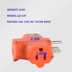 3 Outlet Adapter [UL Listed] 3 Way Outlet Splitter - T-Shaped Adapter Outdoor Power Splitter Grounded Wall Tap Heavy Duty (4, Orange)