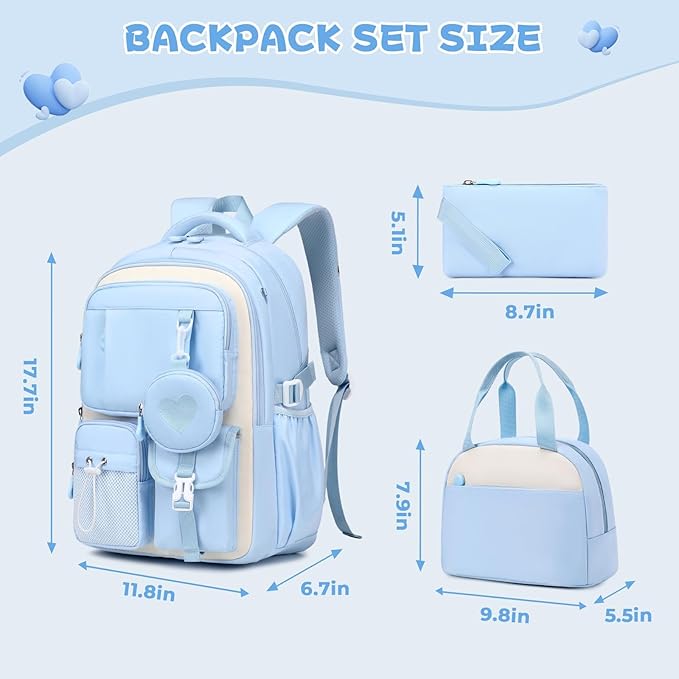 MOONBABY Girls Backpack, Kids Backpack for Girls, School bag for Primary Elementary Teenage, Middle School Students Bookbag