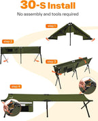 Sportneer Camping Cot, 78.3"x28.7"x14.6" Portable Folding Bed for Adults with Storage Bag, Support 330 LBS, Compact for Outdoor Camping, Travel, Home Guest Room