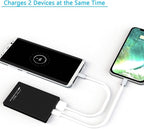 Dual USB Output Super Slim Power Bank Ultra Thin, 3000mAh Portable Charger Mini External Phone Battery Pack Small Dual Outlet, Emergency Phone Power Backup (Black)
